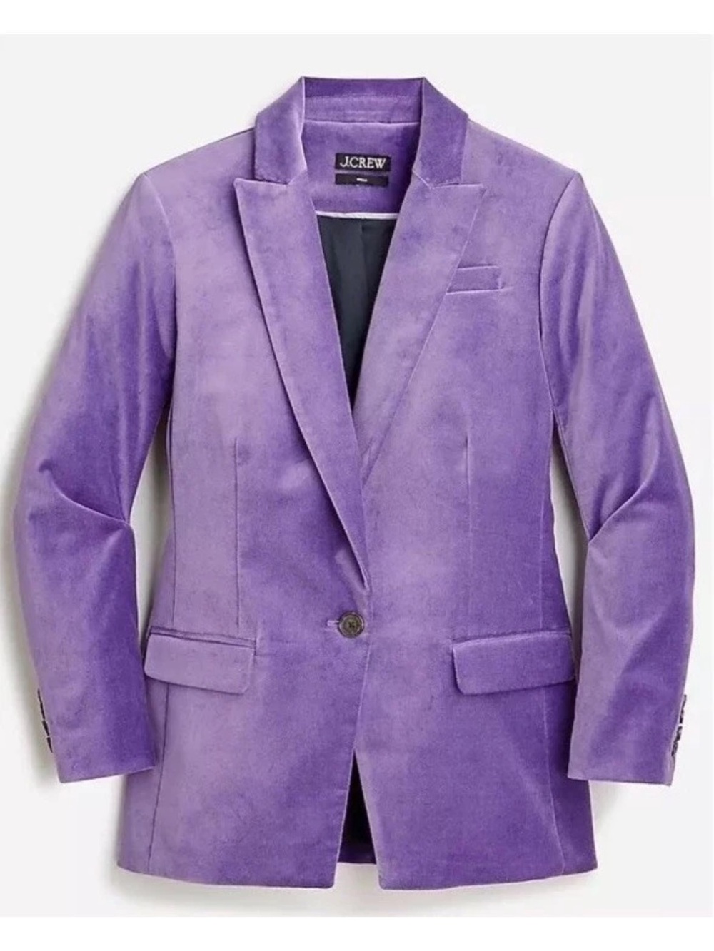 J. Crew Women's Willa Purple Stretch Velvet Blazer Jacket One Button 4 - Picture 3 of 9
